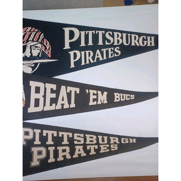 Vintage 1940s MLB Pittsburgh Pirates Baseball Pennant Collection Of 3 Rare Old - Picture 6 of 16